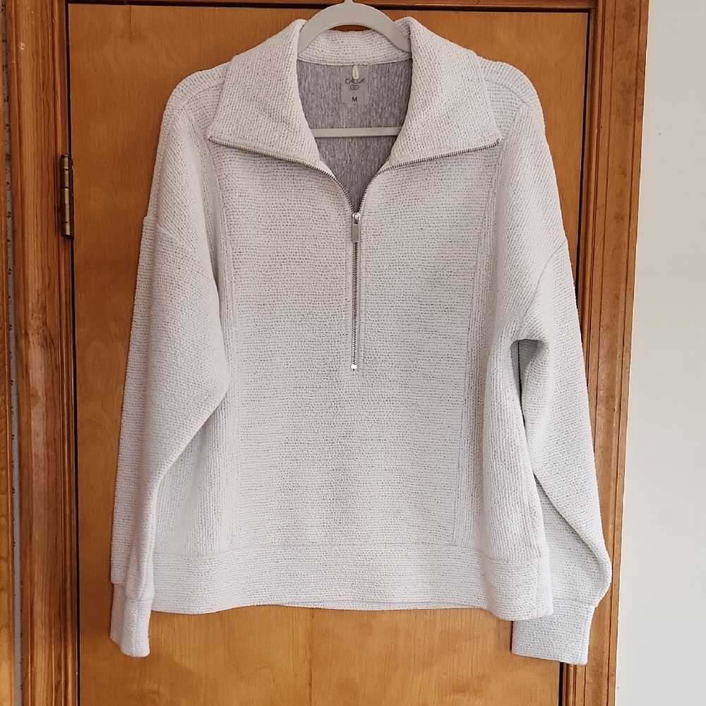 CALIA by Carrie Underwood Light Gray Half-Zip Sweater